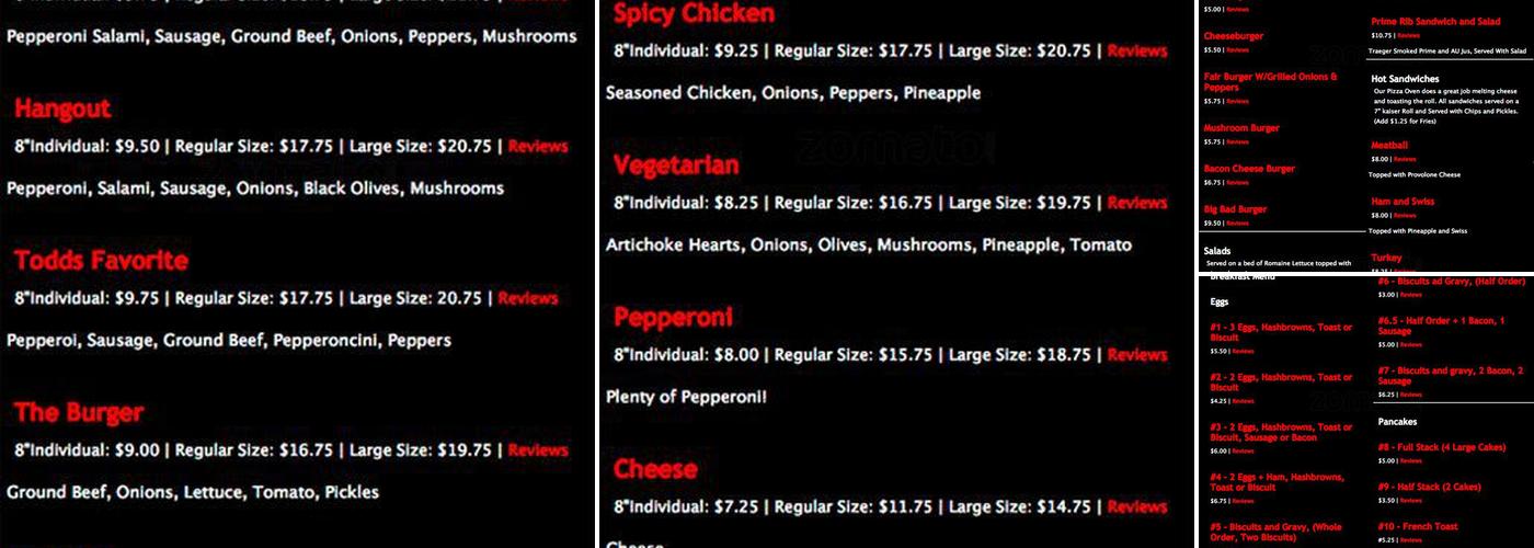 Boones Junction Menu