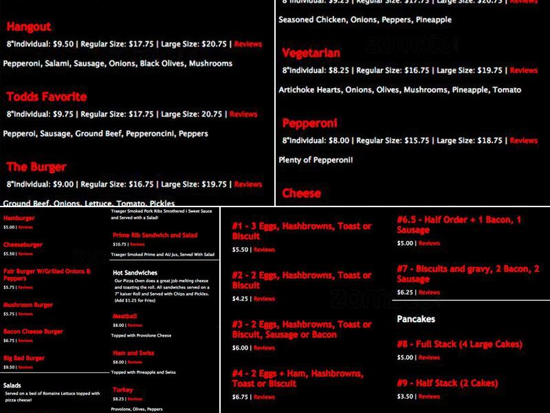 Boones Junction Menu