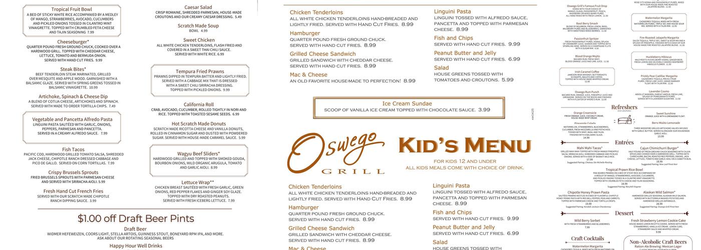 Oswego Grill- Wilsonville Menu