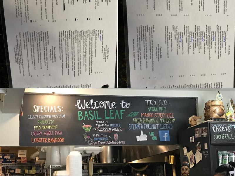 Basil Leaf Thai Cuisine Menu