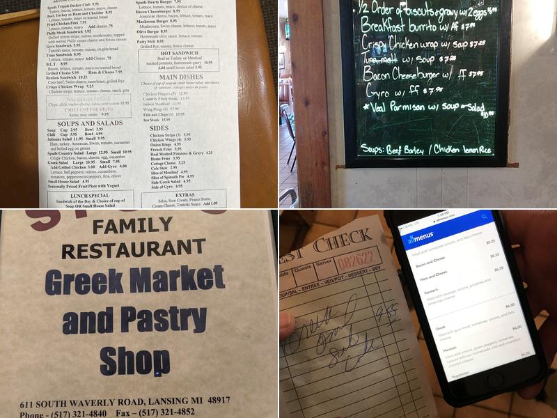 SPUDS Restaurant and Greek Pastry Shop Menu