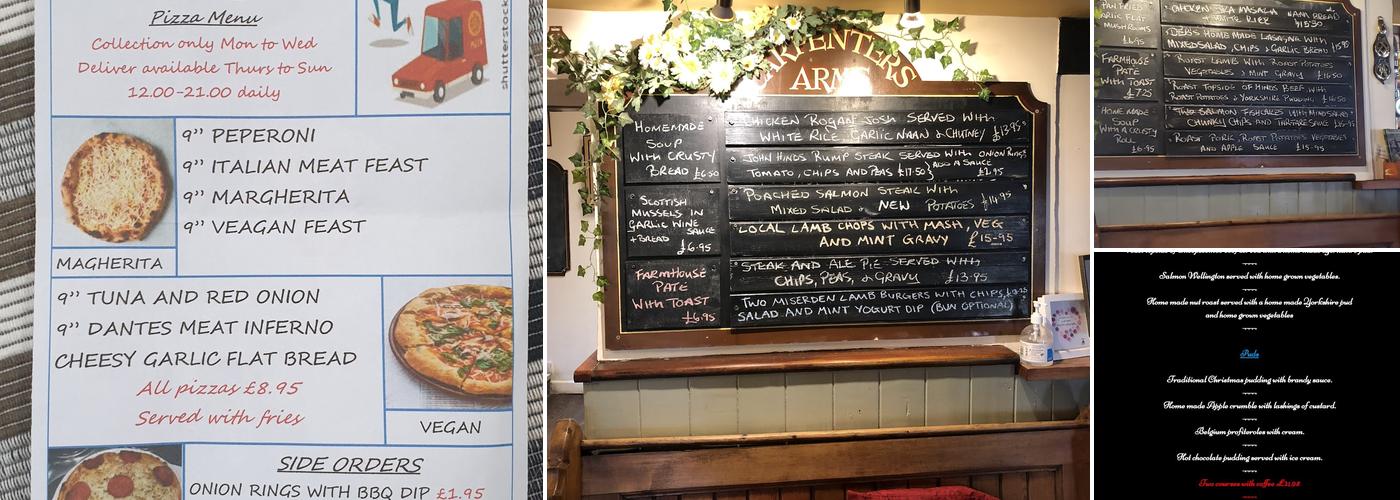 The Carpenters Arms, Miserden Menu