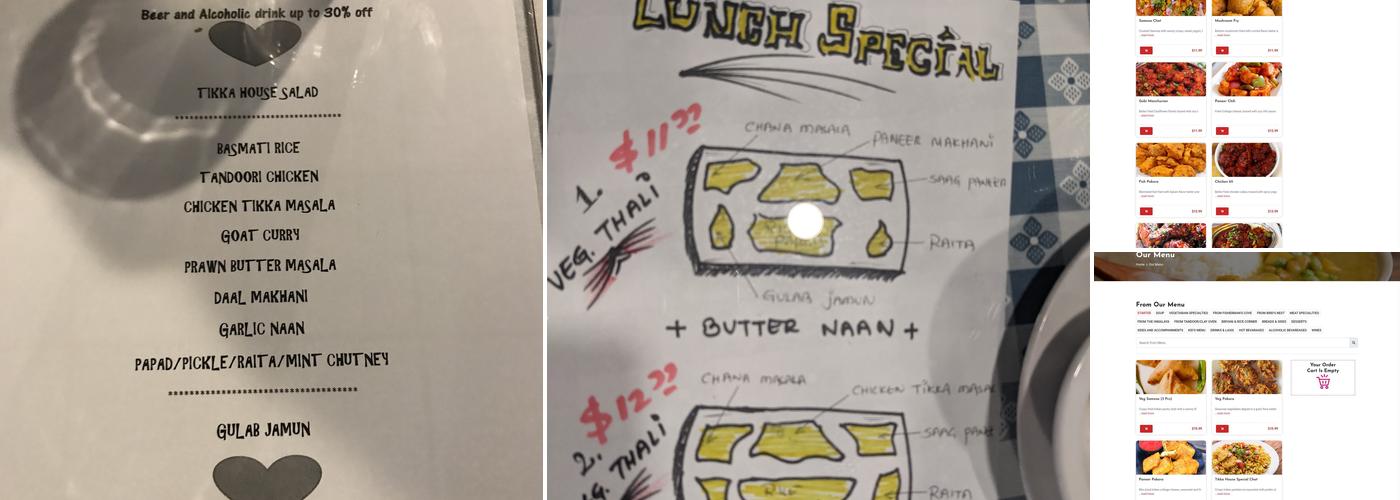 TIKKA HOUSE INDIAN RESTAURANT Menu