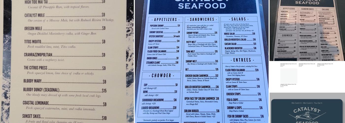 Catalyst Seafood Restaurant & Lounge Menu