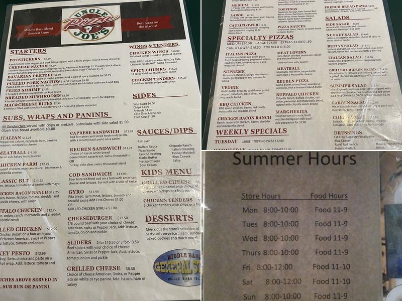 Uncle Joe's Pizza Menu