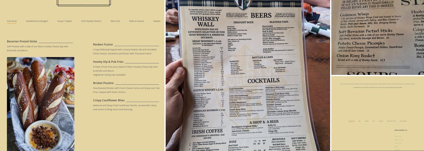 Hooligans Irish Pub Menu