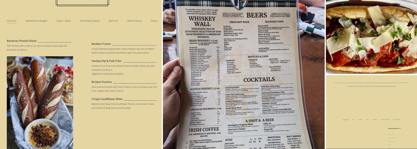 Hooligans Irish Pub Menu