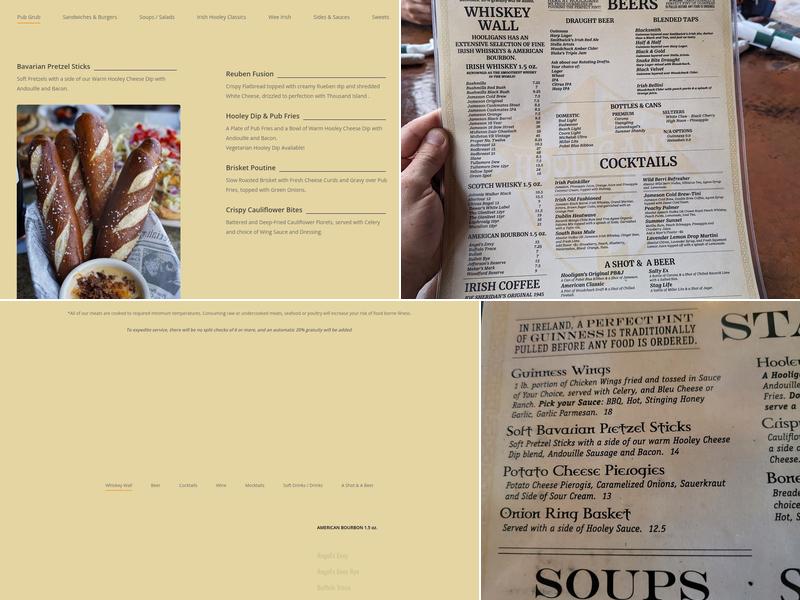 Hooligans Irish Pub Menu