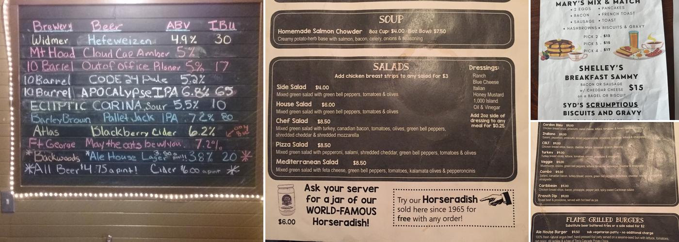 Cascade Locks Ale House Menu