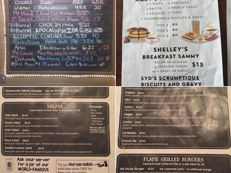 Cascade Locks Ale House Menu
