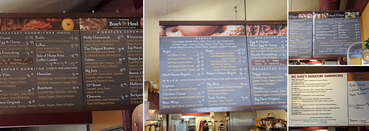 Big Dave's Bagels & Deli Menu