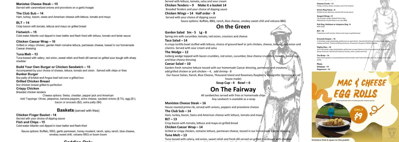 Knickers Restaurant & Pub Menu