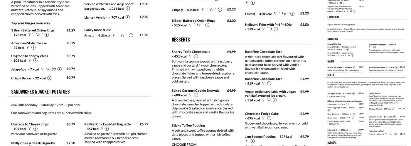 White Hart Menu
