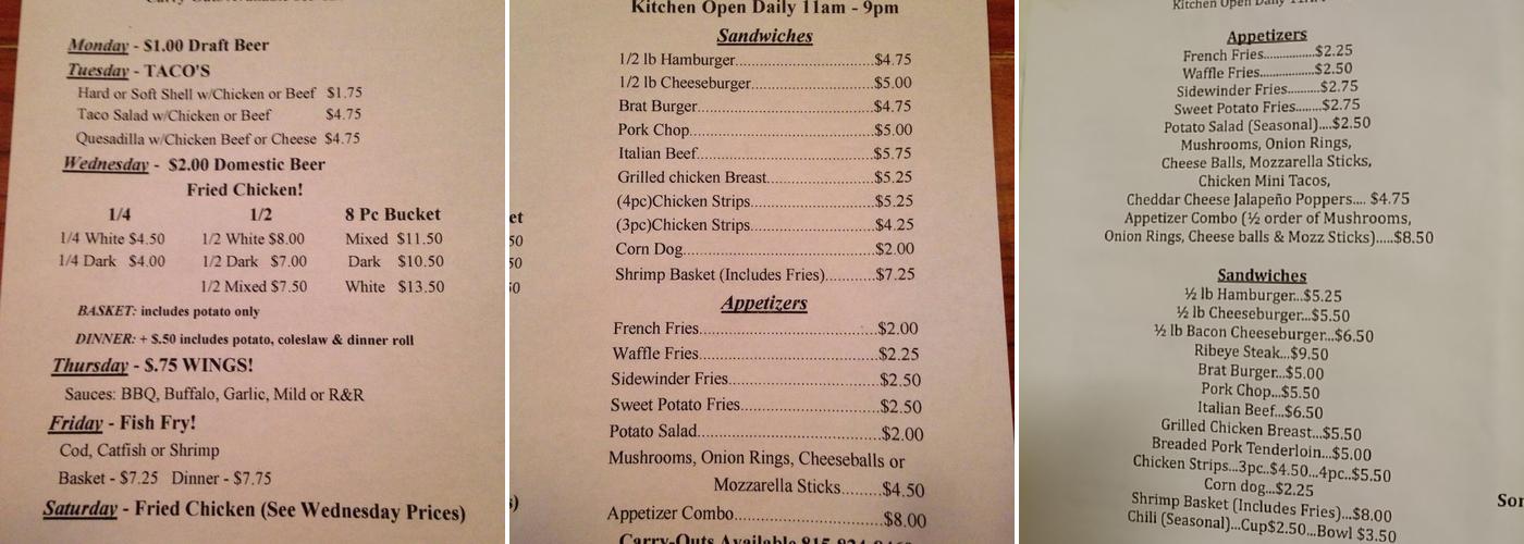 R & R Pub Menu