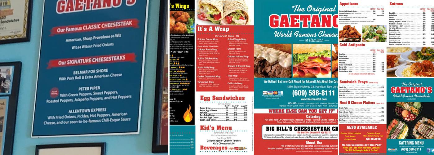 Gaetano's Cheesesteaks Menu
