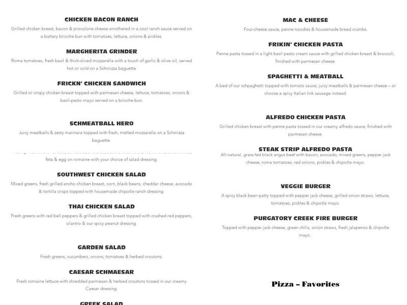 Schmizza Public House Menu