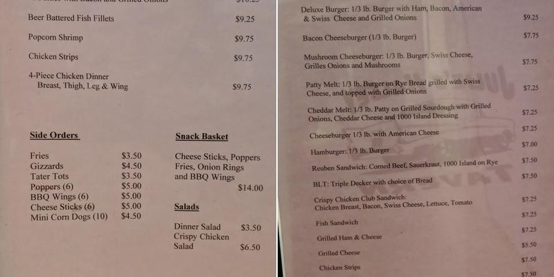 The Honey Hole Bar & Grill Menu