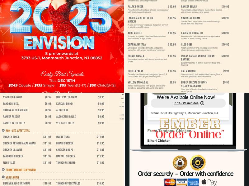 Ember Premier Banquets, Restaurant Take Outs and Catering Menu