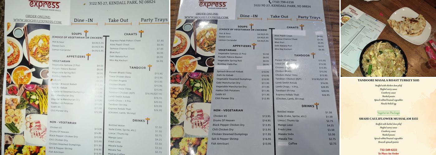 Moghul Express Kendall Park Menu