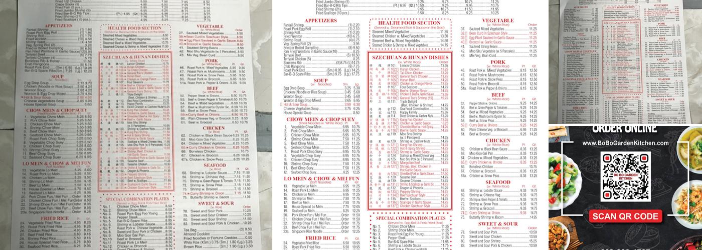 Bo Bo Garden Kitchen Menu