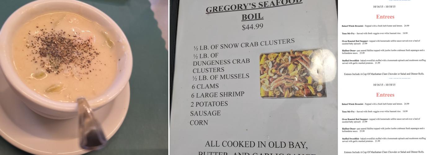 Gregory's Menu