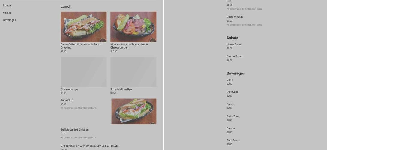 Mikey's Cafe Menu