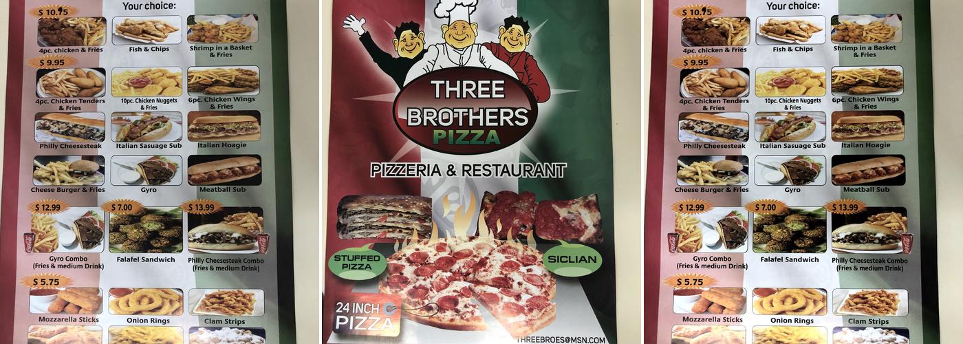 3 Brothers Pizza Palace Menu