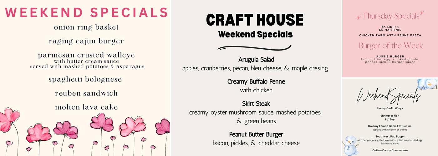 Craft House Menu