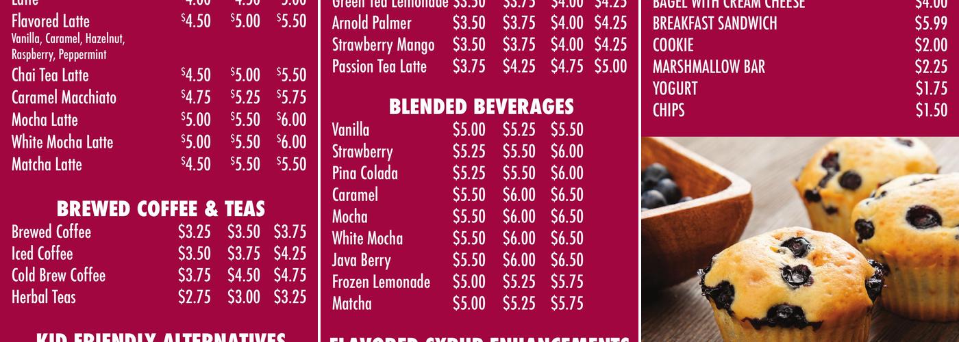 Bean & Bread Menu