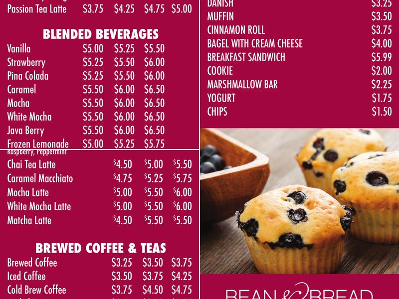 Bean & Bread Menu