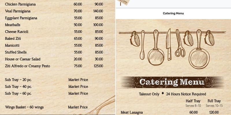 Italian Delight Menu