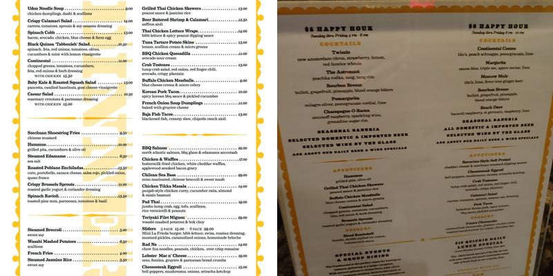 Continental Menu