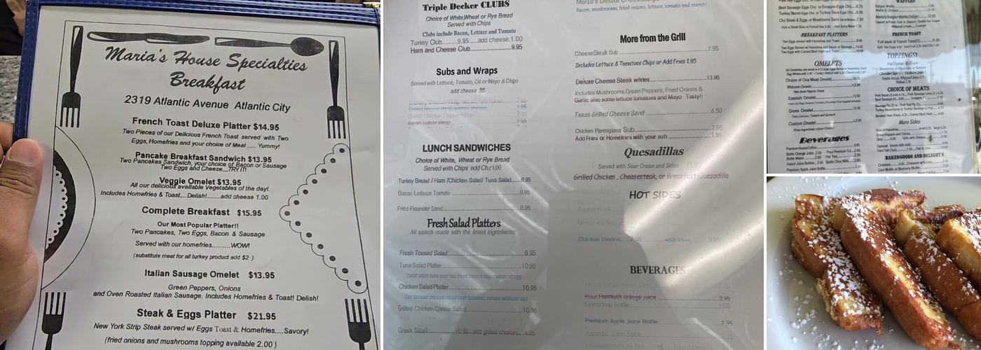 Maria's Luncheonette Menu