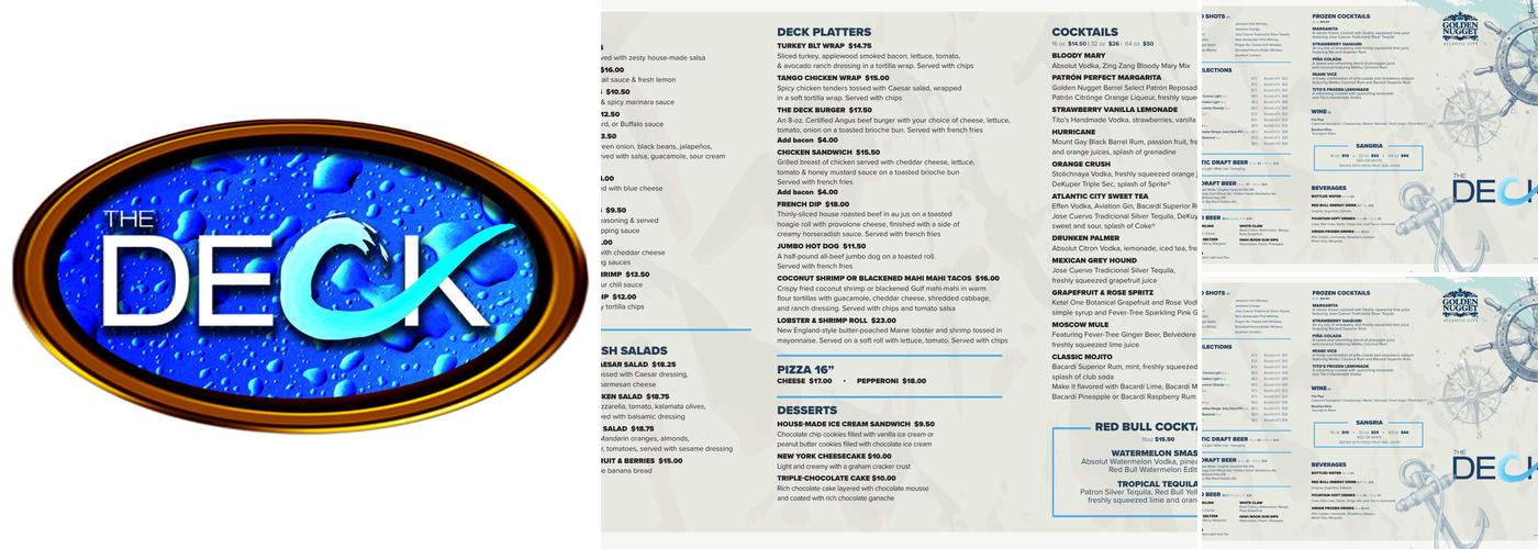 The Deck Bayfront Bar & Restaurant Menu