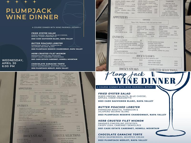 Dock's Oyster House Menu