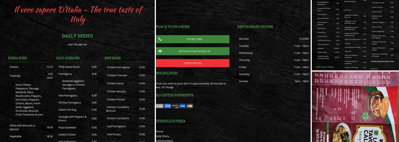 Ferrulli's Pizza Menu