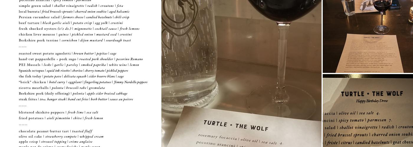 Turtle + the Wolf Menu