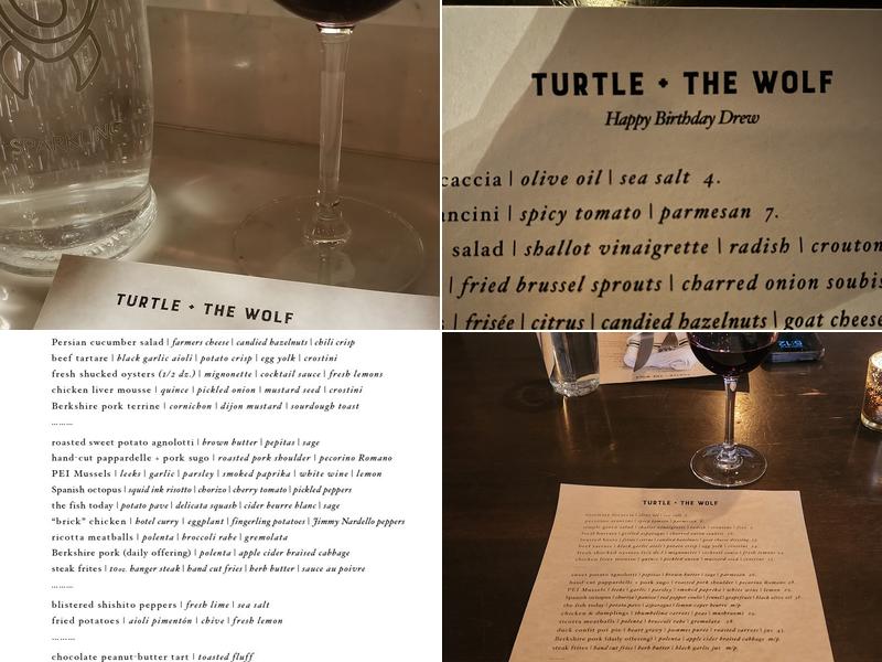 Turtle + the Wolf Menu