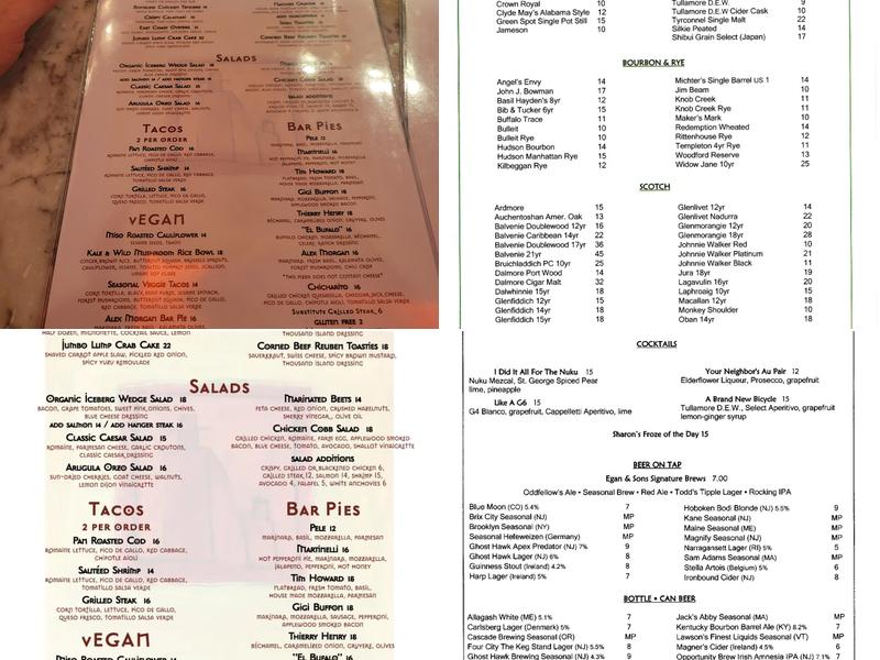 Egan & Sons Menu