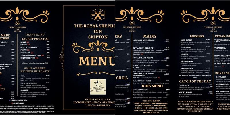 Kings Arms Menu