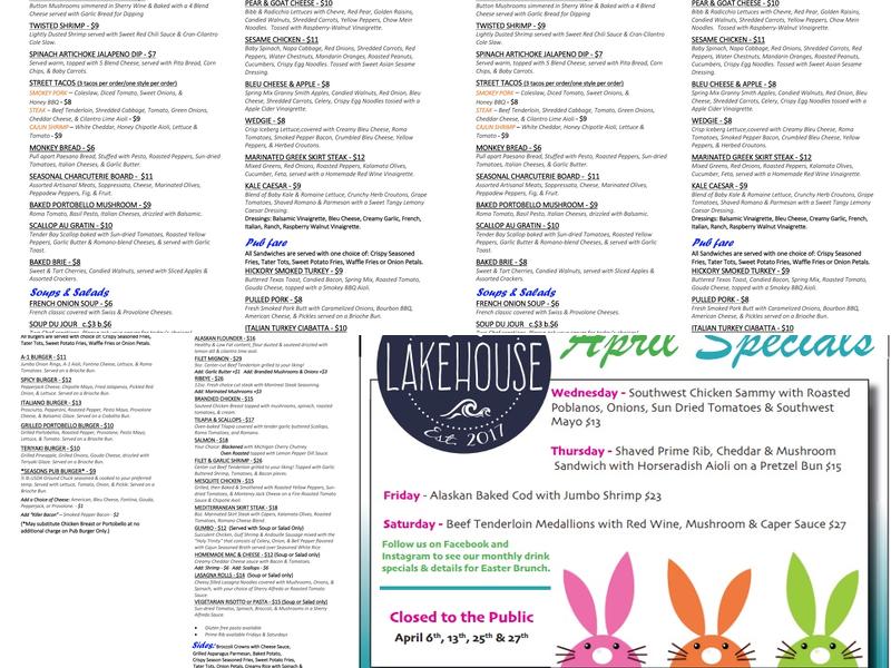 Seasons Lakehouse Menu