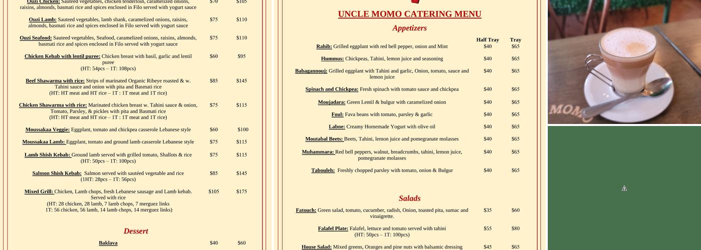 Uncle Momo Menu