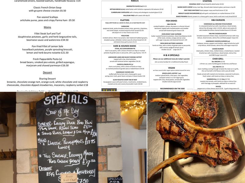 Hare & Hounds Lothersdale Menu