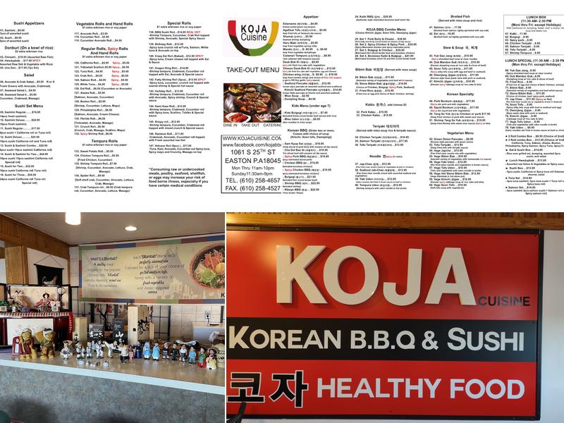Koja Cuisine Korean BBQ and Sushi Menu