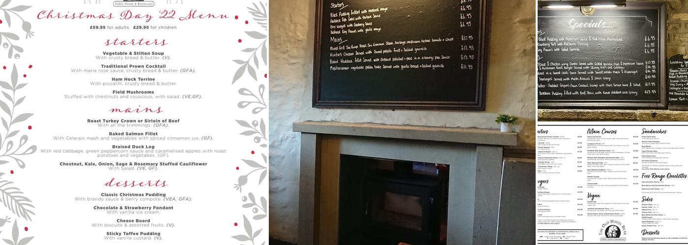 Old White Bear Public House and Restaurant Menu