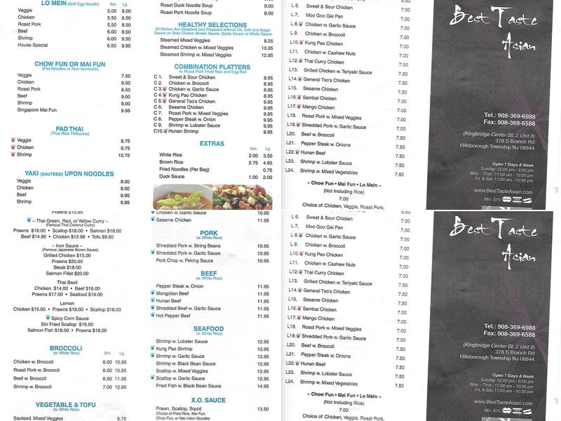 Best Taste Asian Menu