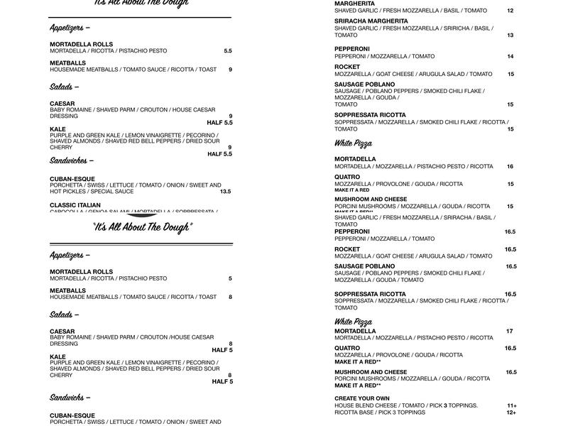 Mohio Pizza Co. Menu