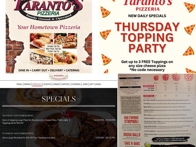 Taranto's Pizzeria Menu