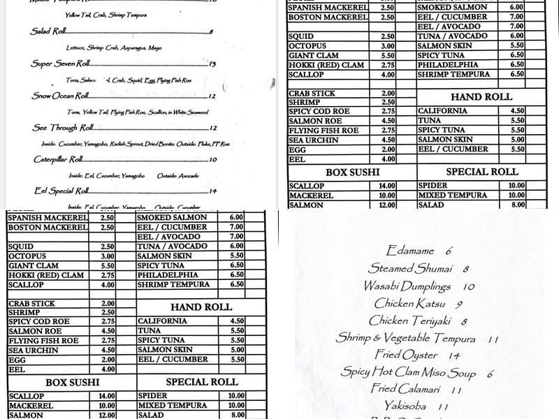 Sushi by Kazu Japanese Restaurant Menu