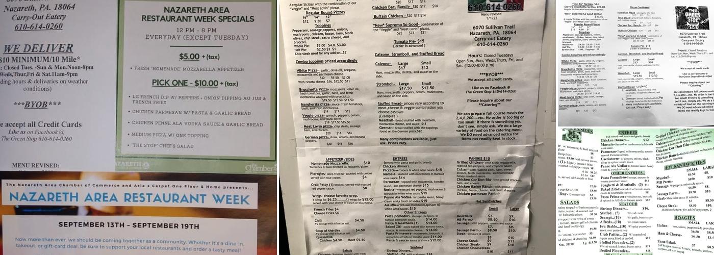 Green Stop Menu